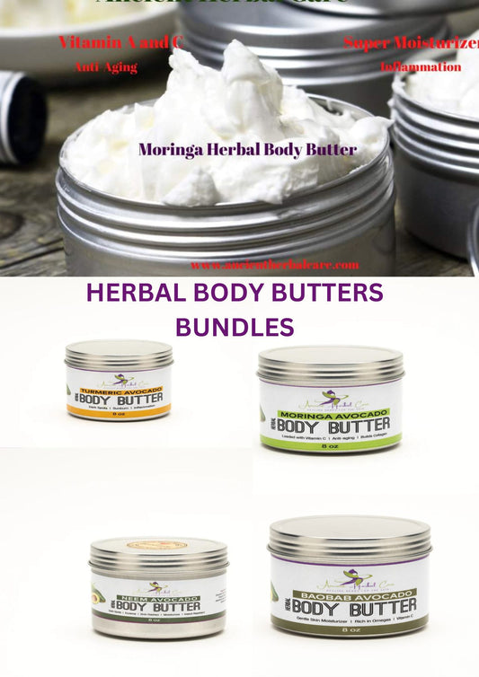 HERBAL BODY BUTTERS BUNDLES! MORINGA, TURMERIC, HEMP, NEEM, 4PK